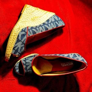 Michael Kors monogram denim wedge